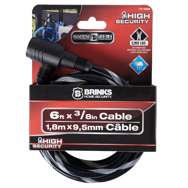 Brinks Braided Steel Cable with Keyed Lock, 6' long Assorted Colors 175-38606 - main